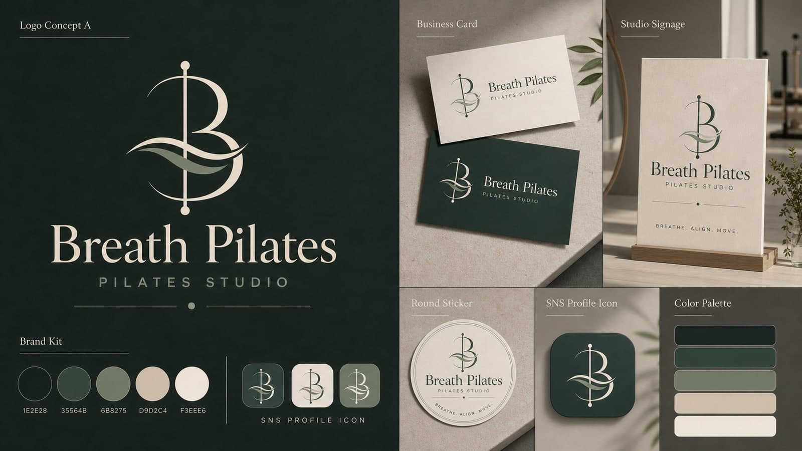 Breath Pilates Logo & Business Card Kit