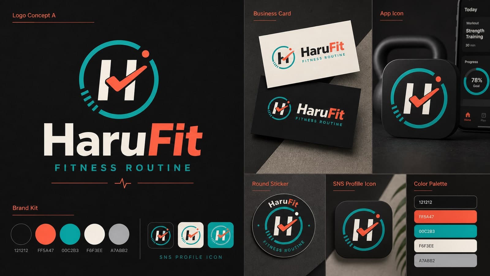 HaruFit Logo & Business Card Kit