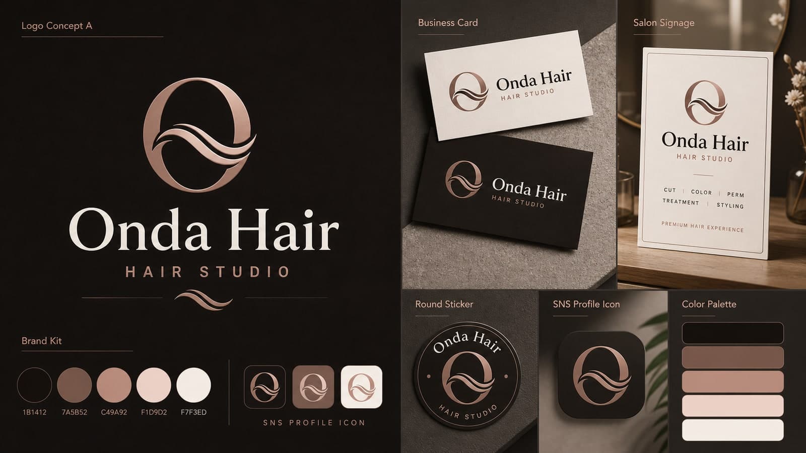 Onda Hair Logo & Business Card Kit