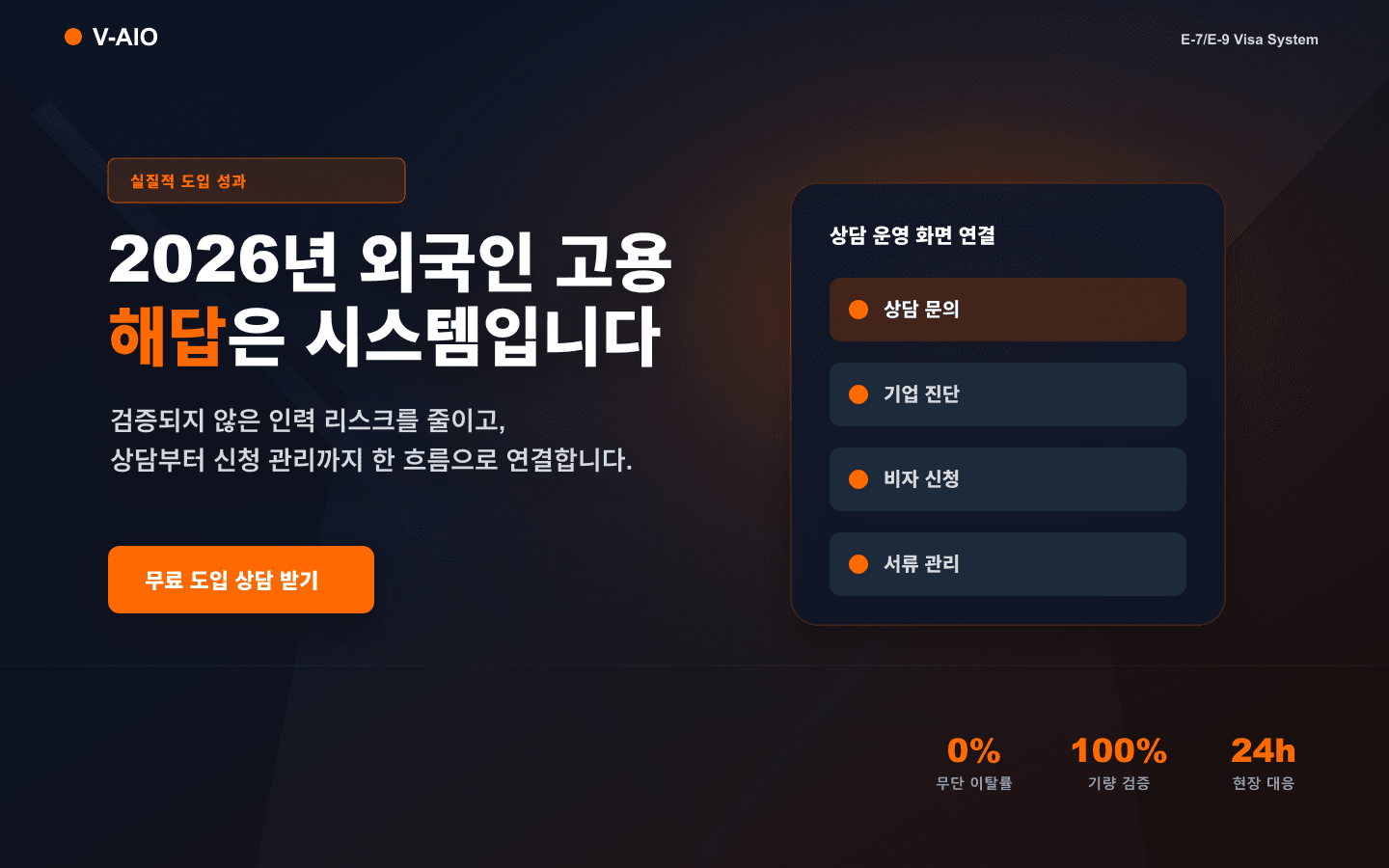 V-AIO 비자 서비스 웹사이트