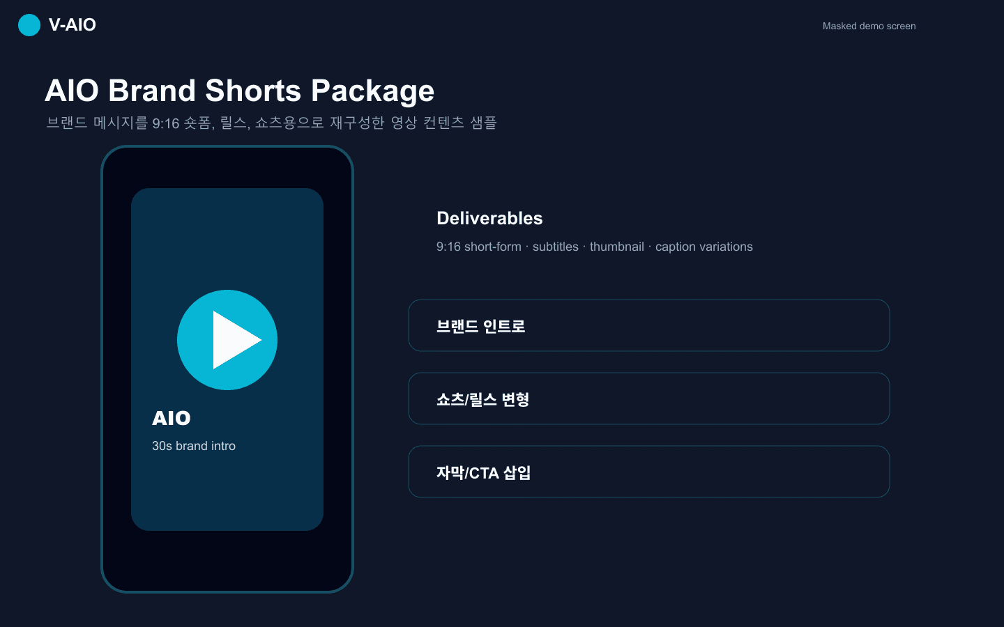 AIO 브랜드 숏폼 영상 패키지